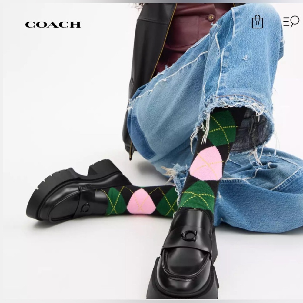 Coach Black Leather Slip-On Shoes